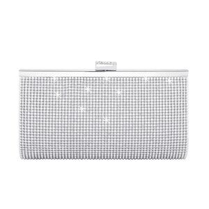 9162 Rhinestone Clutch Purses Evening Party Bags Sparkly Silver Purse